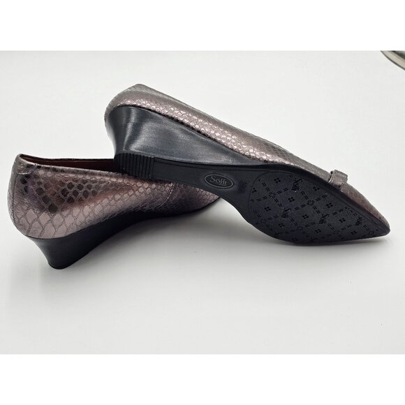 NWOB Söfft Metallic Snake-Embossed Leather Pointed-Toe Wedge Shoes Sz 9M Y2K - Picture 6 of 7